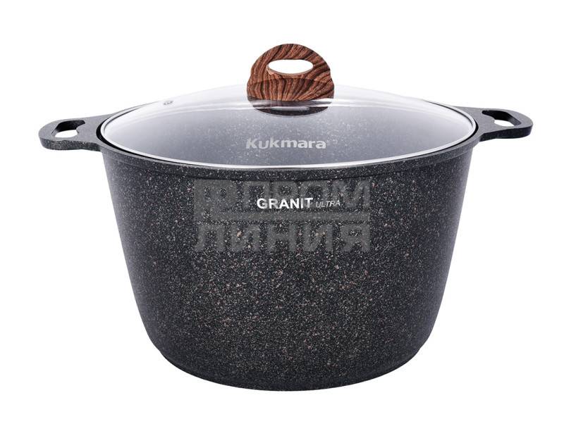 Кастрюля 10л со стеклянной крышкой, АП линия «Granit Ultra» (Blue)