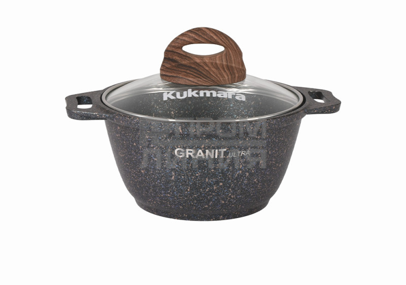 Кастрюля 1л со стеклянной крышкой, АП линия «Granit Ultra» (Blue)