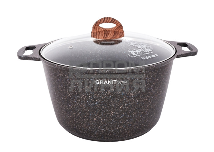 Кастрюля 8л со стеклянной крышкой, АП линия «Granit Ultra» (Blue)