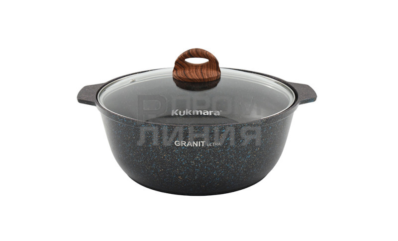 Кастрюля-жаровня 4л стекл. крышка АП Granit Ultra (blue)