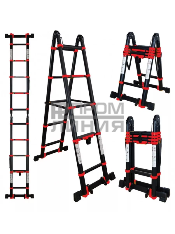 Лестница-стремянка телескопическая МИ ПРОФИ (2,8м/5,6м, 9ст)