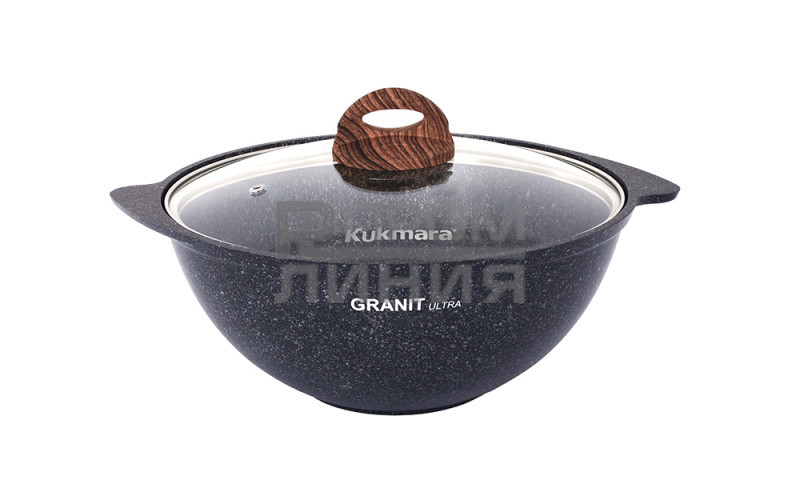 Казан для плова 4,5л со стеклянной крышкой, АП линия «Granit Ultra» (Blue)